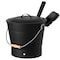 Gardenised Black Iron Ash Bucket with Lid and Wood Handle Brush Use for Fire Pit, Wood Burning Stove and Grill QI004552 - alternate 7